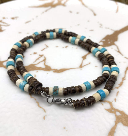 Bohemian Coconut Shell Turquoise Necklace