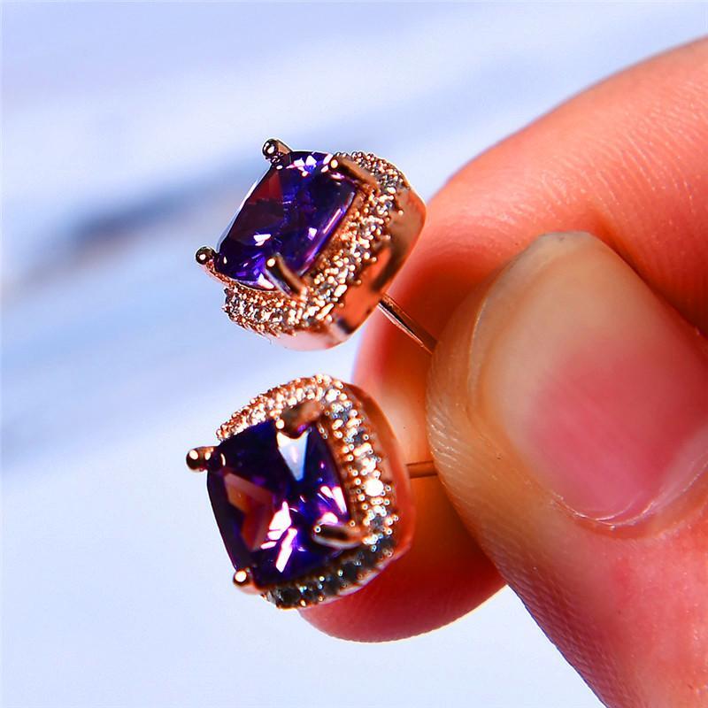 Yellow Pink Zircon Earrings Fashion Wedding Jewelry