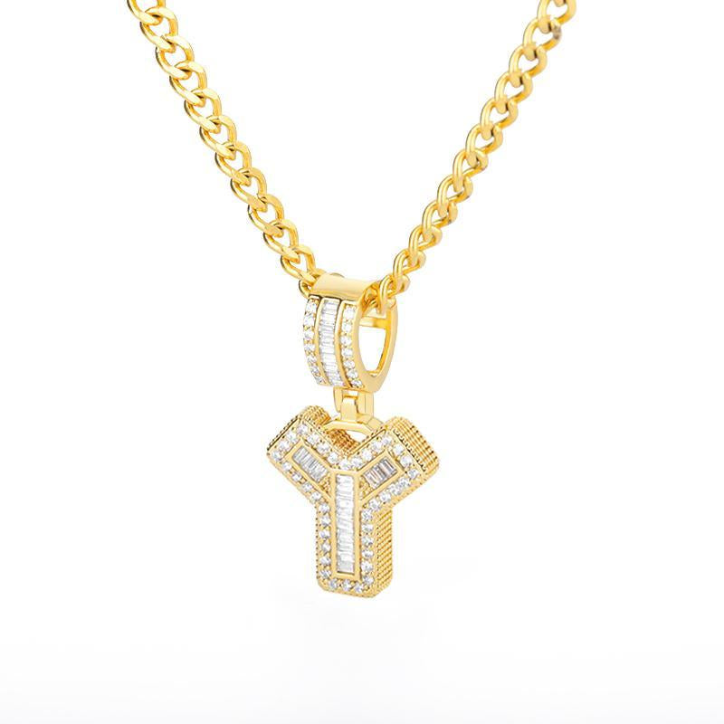 A-Z Iced Out Initial Zircon Letter Necklace