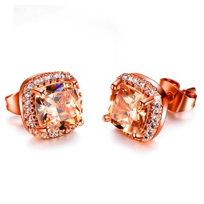 Yellow Pink Zircon Earrings Fashion Wedding Jewelry