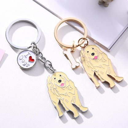 Multicolour Pet Dog Painted Zinc Alloy Keychain