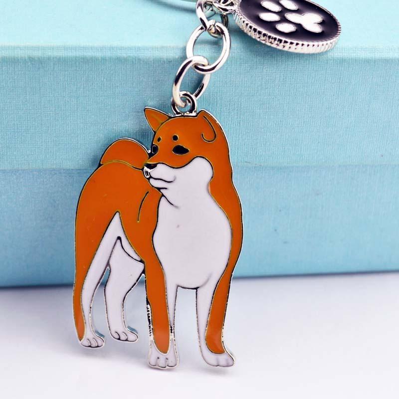 Pet Dog Painted Zinc Alloy Keychain