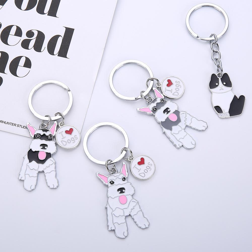 Multicolour Pet Dog Painted Zinc Alloy Keychain