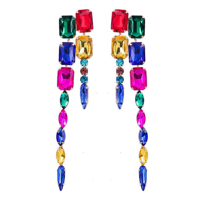 Women's Fashion Pendant Multicolour Rhinestone Earrings