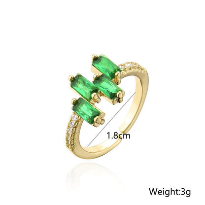 New Personalized Zircon Geometric Split Ring