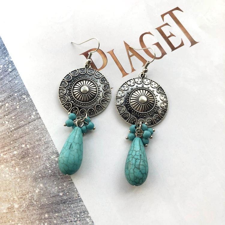 Bohemian Temperament Retro Artificial Turquoise Earrings