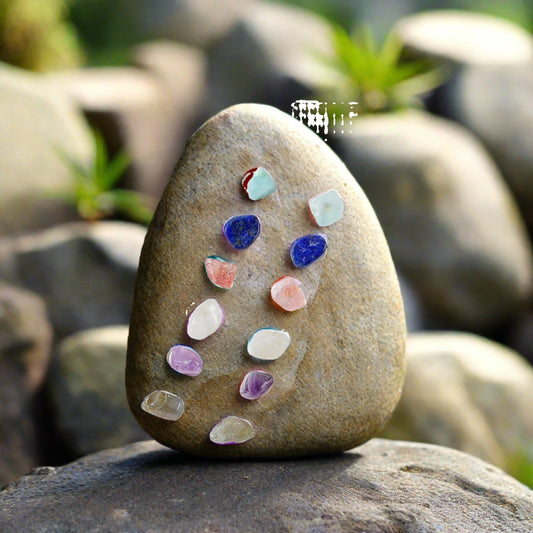 6 Pairs Multi Color Natural Crushed Stone Stud Earrings Set