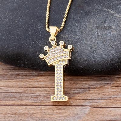 Zircon A-Z Crown Alphabet Necklace