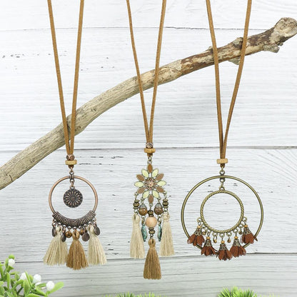 3pcs/set Bohemian Handmade Tassel Pendant Necklace