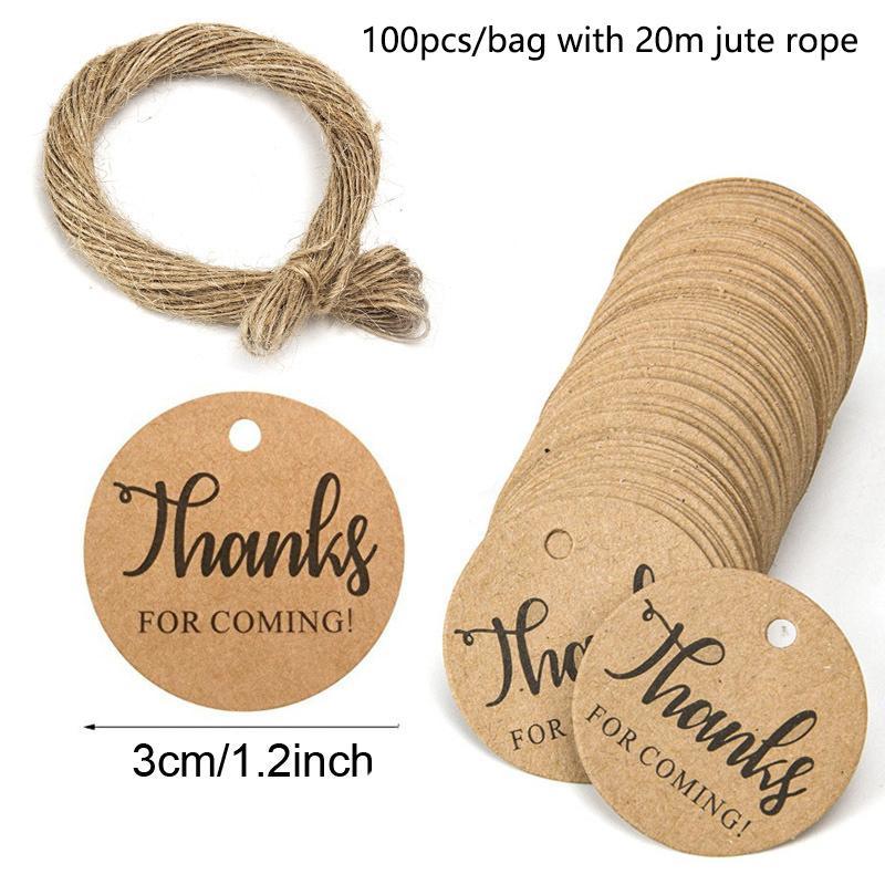 100Pcs Round Kraft Paper Gift Handmade Tags