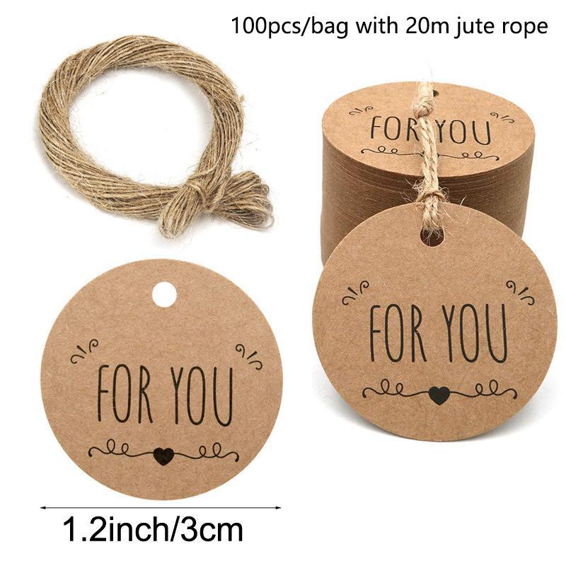 100Pcs Round Kraft Paper Gift Handmade Tags