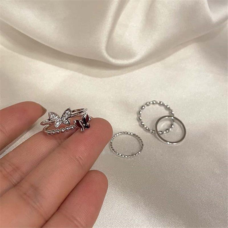 Women's open adjustable butterfly ring