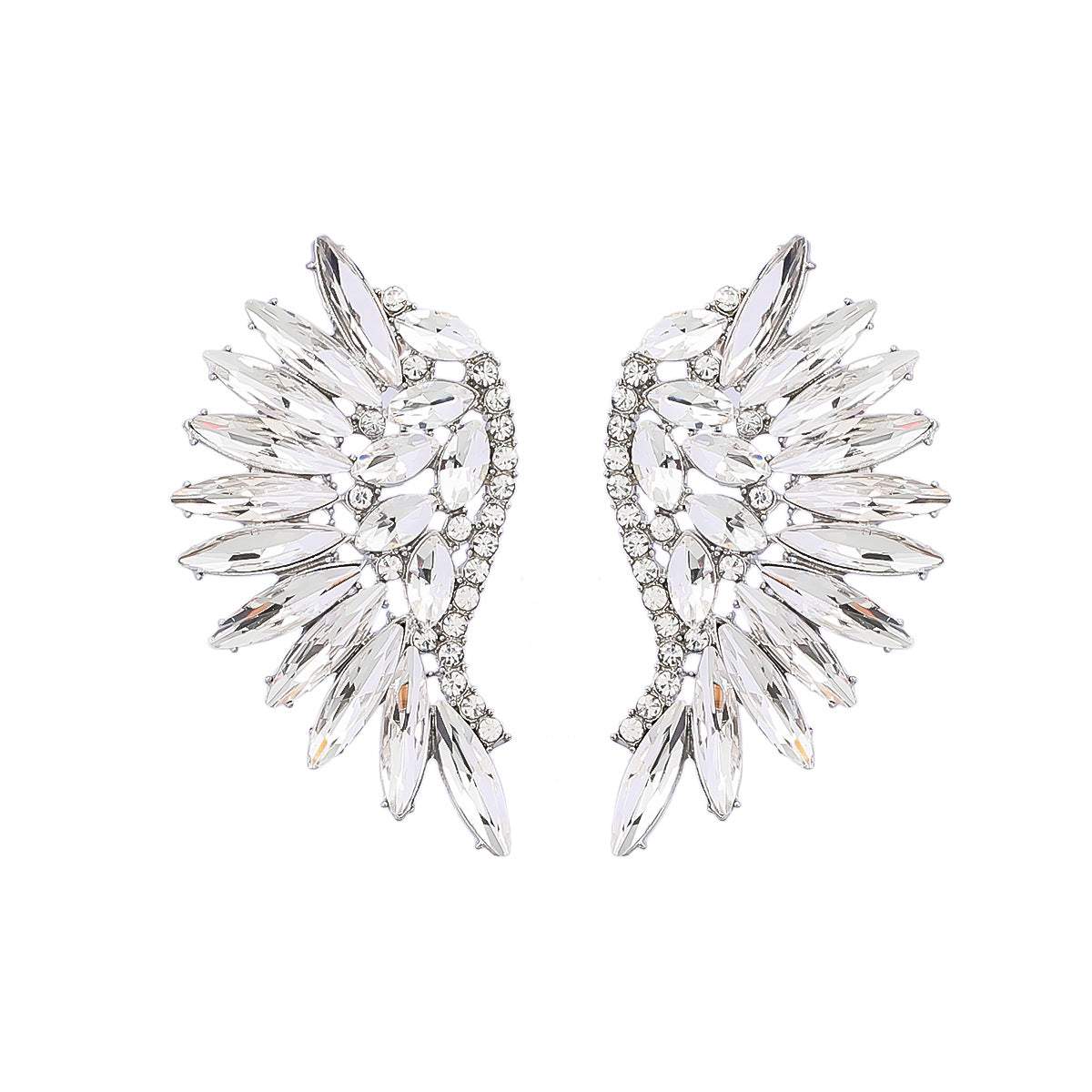 Women's Colorful Rhinestone Fan-shaped Wing Earrings