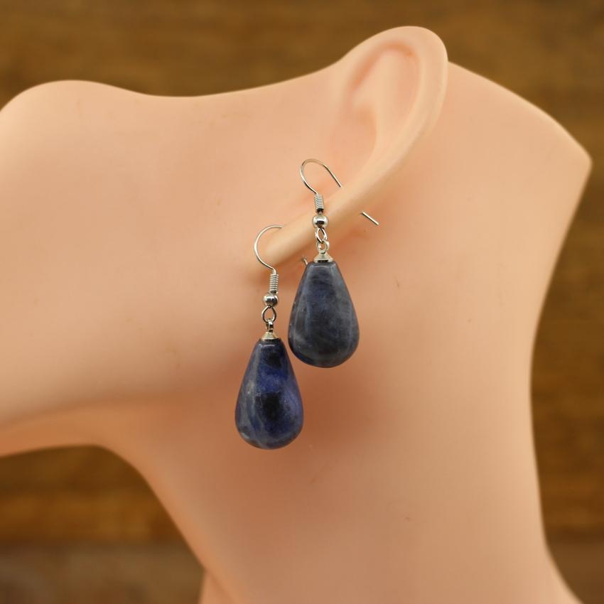 Natural Stone Quartz Tear Water Drop Hook Earring