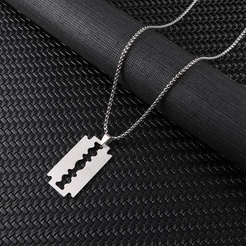 Stainless Steel Razor Blades Pendant Necklaces