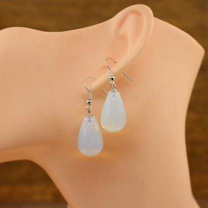 Natural Stone Quartz Tear Water Drop Hook Earring