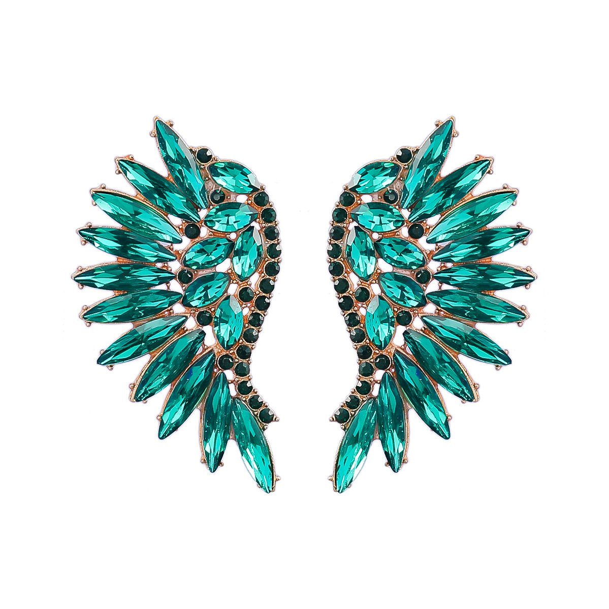 Women's Colorful Rhinestone Fan-shaped Wing Earrings