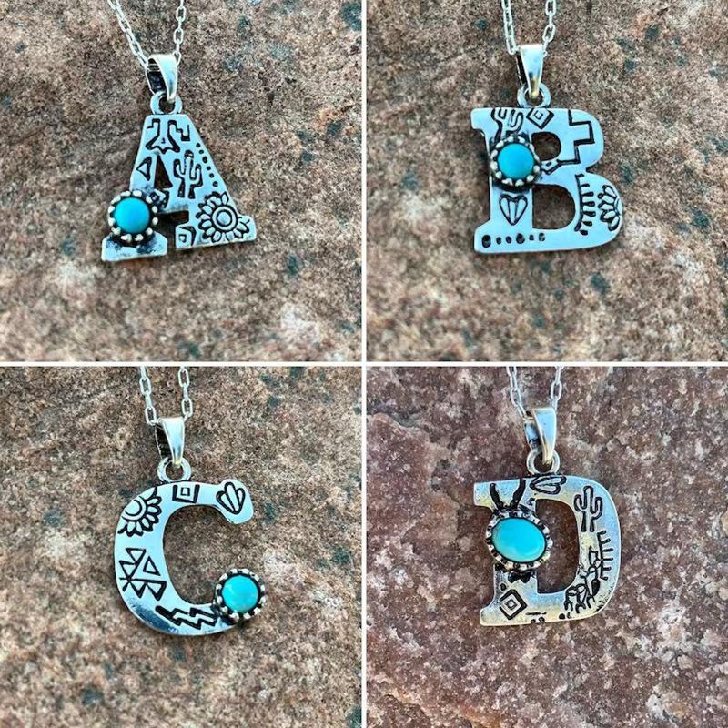 Turquoise Initial Leatters Necklace