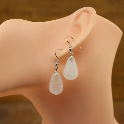 Natural Stone Quartz Tear Water Drop Hook Earring