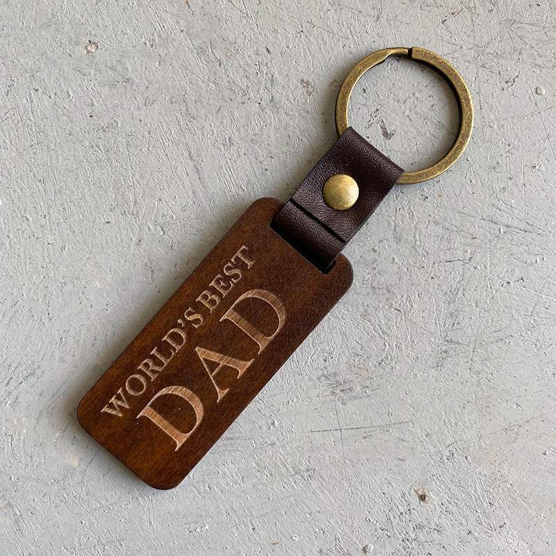 Creative Gift Keychain Wood Leather Pendant Keychain