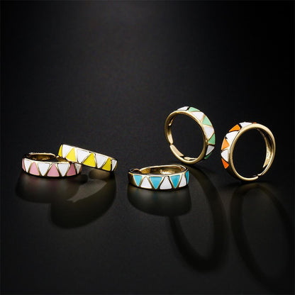 Personalized Color Oil Dripping Geometric Opening Ring