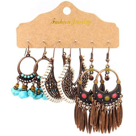 54 Pairs Wholesale Retro National Style Earrings