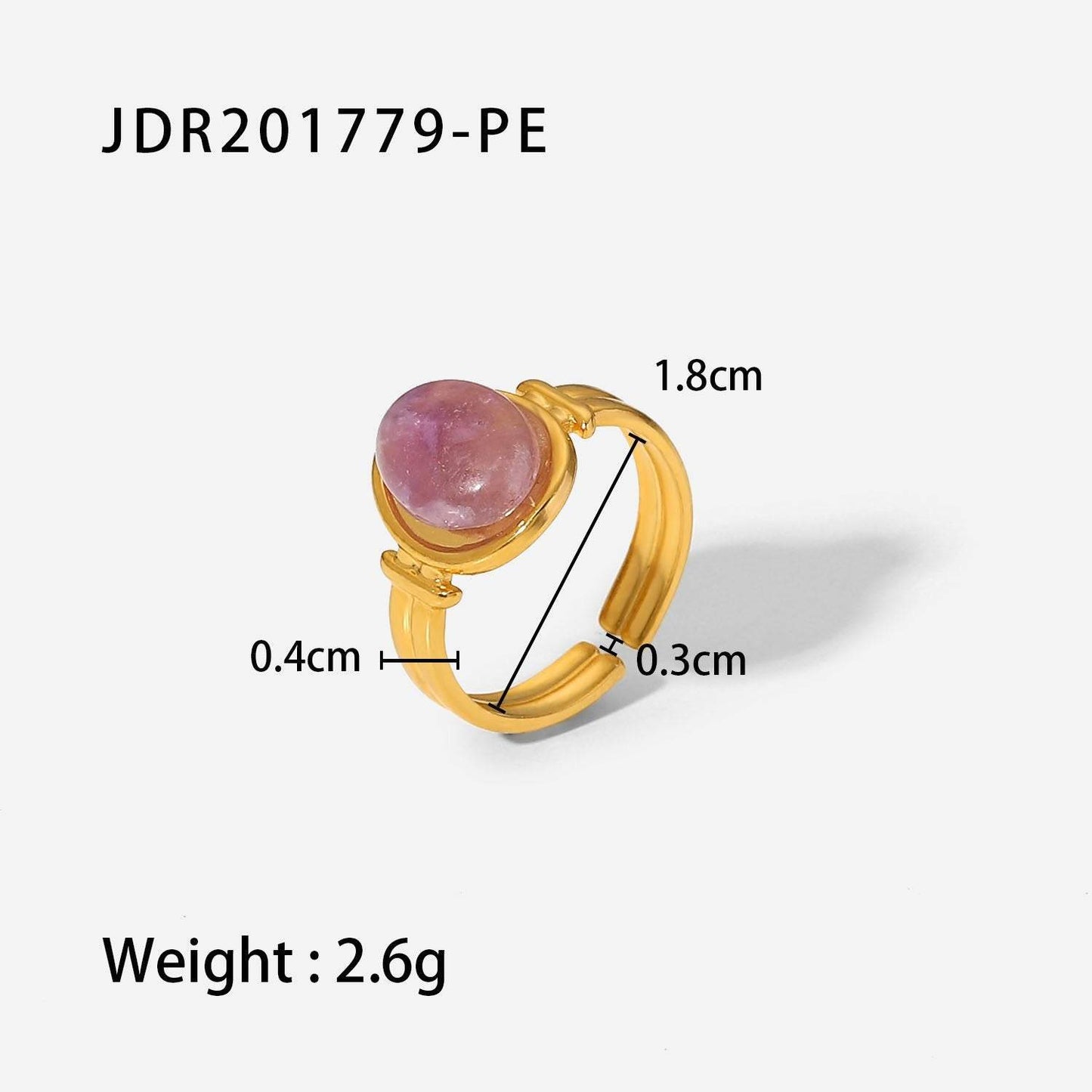 Retro Irregular Gems Do Not Fade Stainless Steel Open Ring