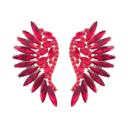 Women's Colorful Rhinestone Fan-shaped Wing Earrings