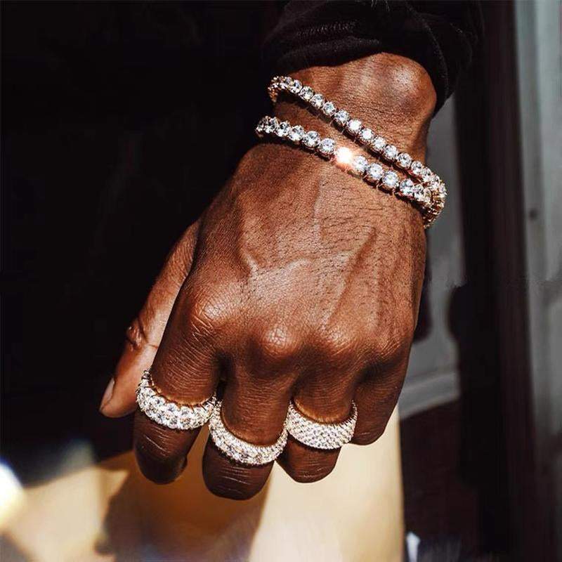 Hiphop Tennis Zirconia Mens Crystal Bracelet