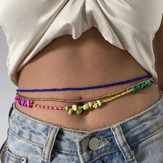 Bohemian colour Waist Chain Irregular Gravel Beaded Body Chain