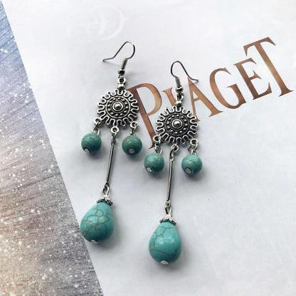 Bohemian Temperament Retro Artificial Turquoise Earrings