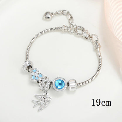 DIY Little Swallow Bird Pendant Colorful Love Bracelet