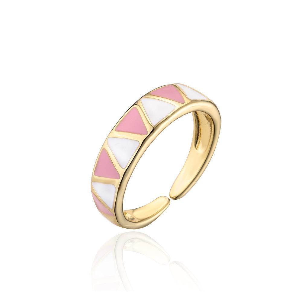 Personalized colour Oil Dripping Geometric Opening Ring