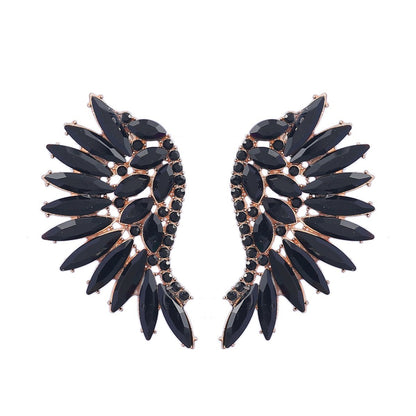 Women's Colorful Rhinestone Fan-shaped Wing Earrings