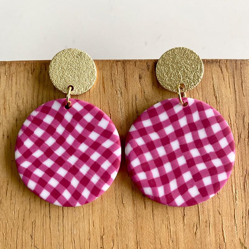 Handmade Soft Pottery Striped Polymer Clay Earrings