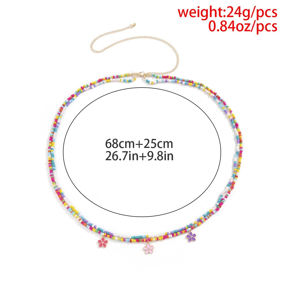 Colorful Beaded Waist Chain Geometric Stretch Body Chain