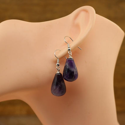 Natural Stone Quartz Tear Water Drop Hook Earring