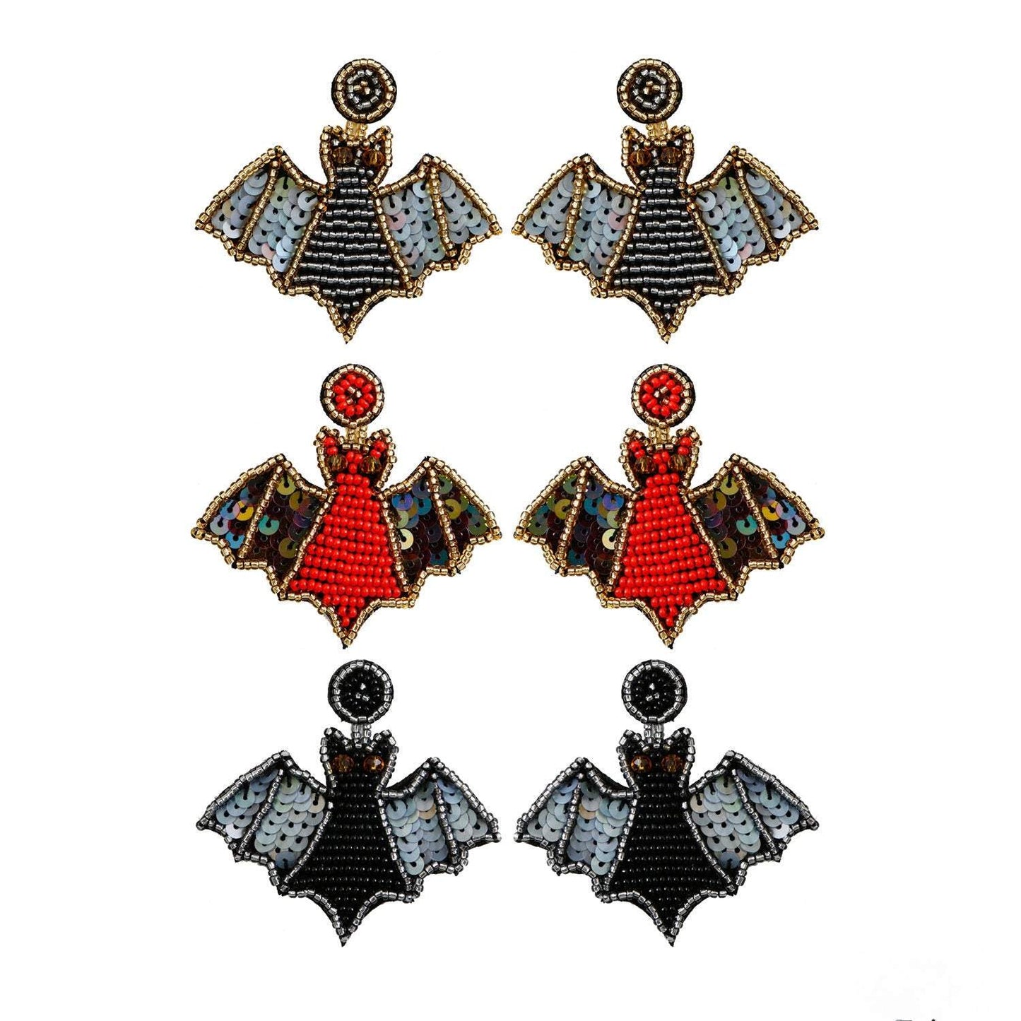 Handmade Halloween Bat Shape Earrings Punk Style