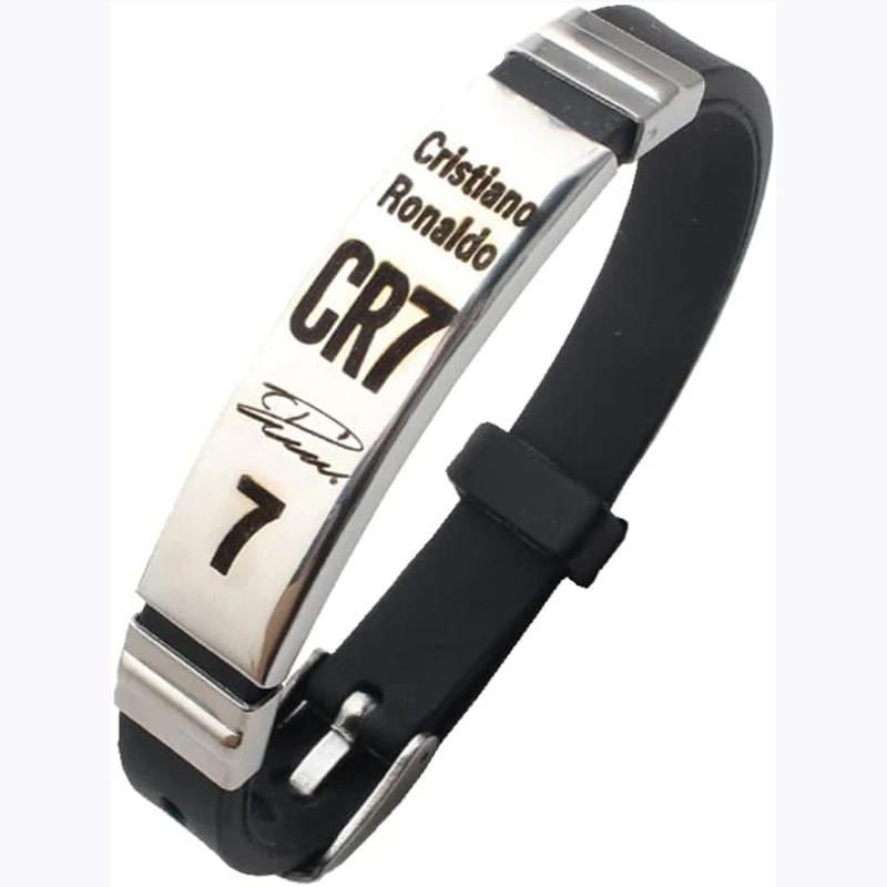 CR7 Messi Football Star Sport Stainless Steel Silicone Bracelet