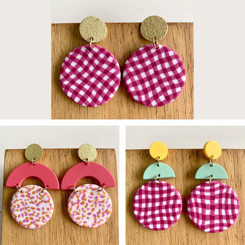 Handmade Soft Pottery Striped Polymer Clay Earrings