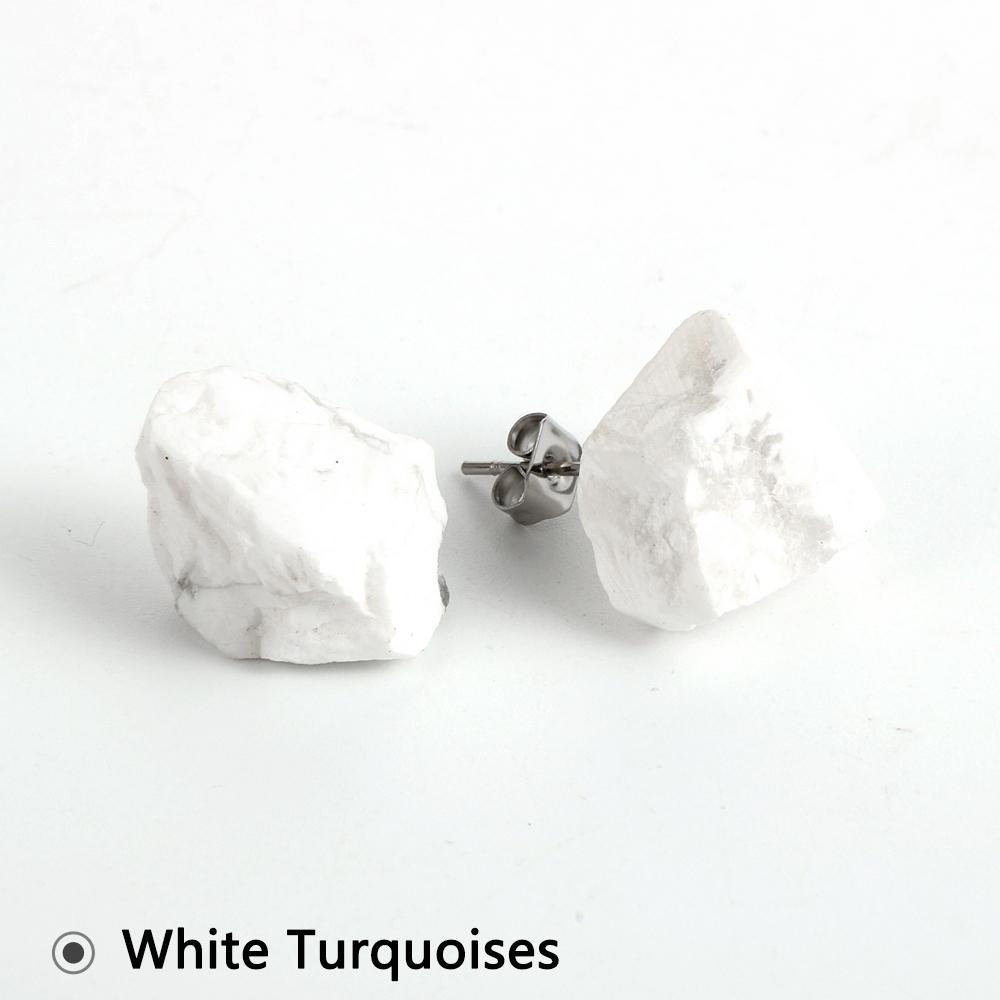 14 Style Irregular Natural Stone Stud Earrings