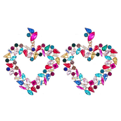 Flower Alloy Love Rhinestone Earrings Female