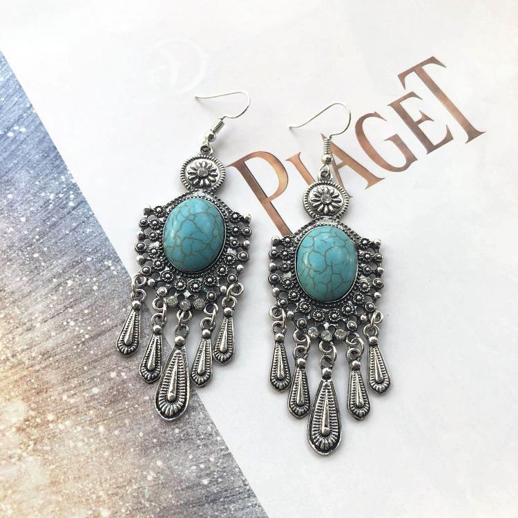 Bohemian Temperament Retro Artificial Turquoise Earrings