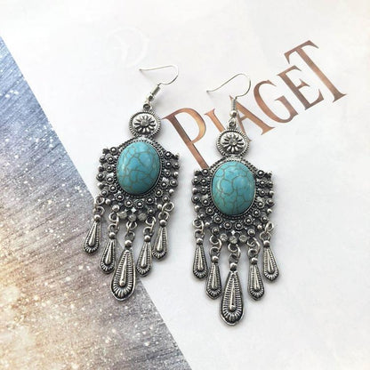 Bohemian Temperament Retro Artificial Turquoise Earrings