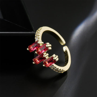 New colourful Personalized Zircon Geometric Split Ring