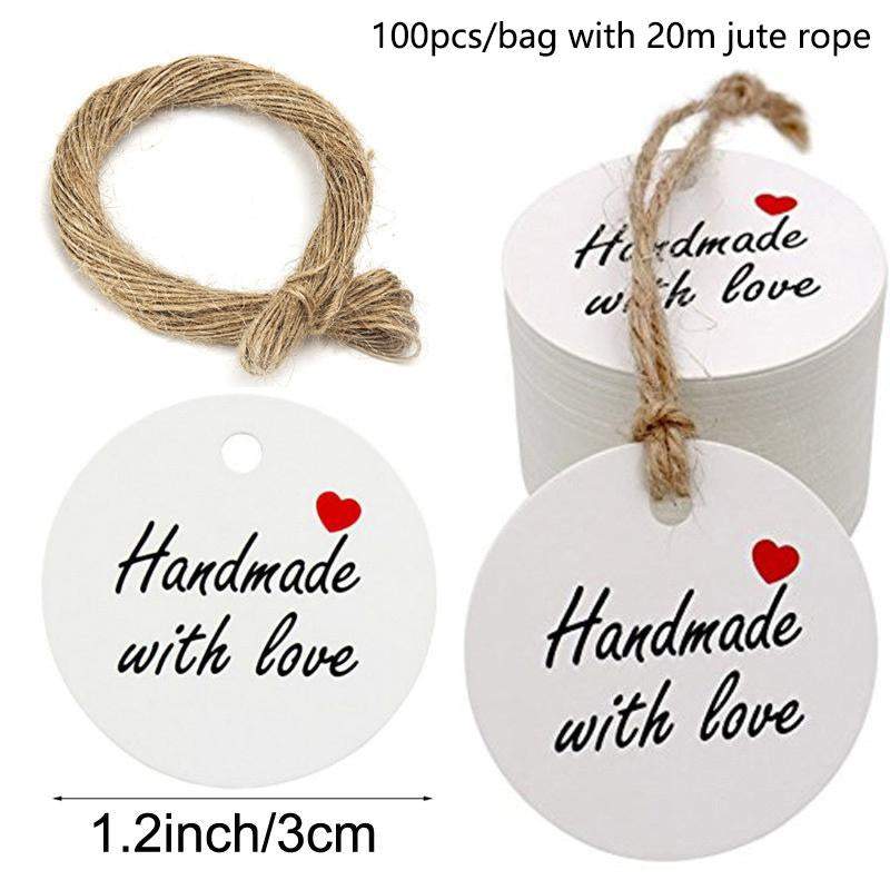 100Pcs Round Kraft Paper Gift Handmade Tags