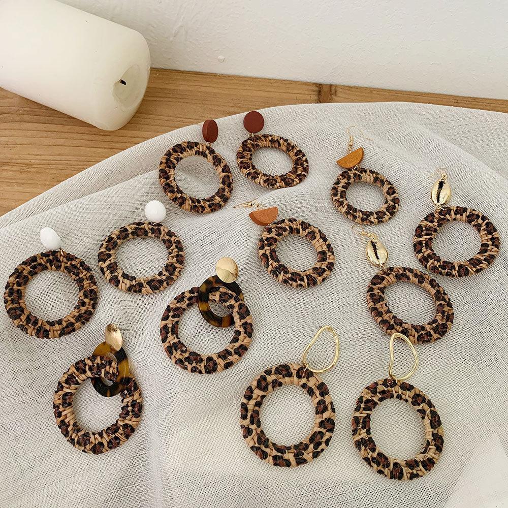 Leopard Print Fashion Hand Woven Earrings