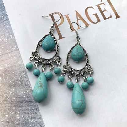 Bohemian Temperament Retro Artificial Turquoise Earrings