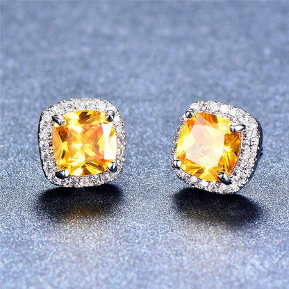 Yellow Pink Zircon Earrings Fashion Wedding Jewelry