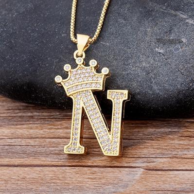 Zircon A-Z Crown Alphabet Necklace